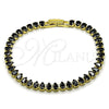 Pulsera Tennis 03.424.0008.1.07 Oro Laminado, Diseño de Gota, con Zirconia Cubica Negro, Pulido, Tono Dorado (Grosor 05 MM, 8 Pulgadas de Largo)