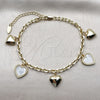 Pulsera Elegante 03.383.0036.08 Oro Laminado, Diseño de Corazón y Rolo, con Madre Perla Marfil, Pulido, Tono Dorado (Grosor 04.3 MM, 8 Pulgadas de Largo)