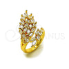 Anillo Multi Piedra 01.317.0001 Oro Laminado, Diseño de Oja, con Zirconia Cubica Blanca, Pulido, Tono Dorado (Talla Unica)
