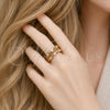 Anillo Multi Piedra 01.317.0013 Oro Laminado, con Zirconia Cubica Blanca y Micro Pave Blanca, Pulido, Tono Dorado (Talla Unica)