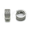 Argolla Huggie 02.266.0075.1.15 Rodio Laminado, con Zirconia Cubica Blanca, Pulido, Rodinado