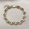 Pulsera Elegante 04.213.0375.07 Oro Laminado, Diseño de Puff Mariner, Pulido, Tono Dorado (Grosor 07 MM, 7 Pulgadas de Largo)