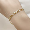 Pulsera Básica 04.213.0376.07 Oro Laminado, Diseño de Figaro, Diamantado, Tono Dorado (Grosor 05.5 MM, 8 Pulgadas de Largo)