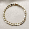 Pulsera Básica 04.213.0342.07 Oro Laminado, Diseño de Cubana, Pulido, Tono Dorado (Grosor 06.3 MM, 8 Pulgadas de Largo)