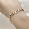Pulsera Básica 04.213.0378.08 Oro Laminado, Diseño de Cubana Concava, Pulido, Tono Dorado (Grosor 05.8 MM, 8 Pulgadas de Largo)