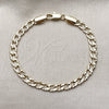 Pulsera Básica 04.213.0378.08 Oro Laminado, Diseño de Cubana Concava, Pulido, Tono Dorado (Grosor 05.8 MM, 8 Pulgadas de Largo)