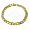 Pulsera Básica 04.213.0380.08 Oro Laminado, Diseño de Cubana, Pulido, Tono Dorado (Grosor 07.2 MM, 8 Pulgadas de Largo)