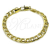 Pulsera Básica 04.213.0381.08 Oro Laminado, Diseño de Cubana Pave, Pulido, Tono Dorado (Grosor 08 MM, 8 Pulgadas de Largo)