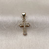 Dije Religioso 05.213.0214 Oro Laminado, Diseño de Cruz, con Micro Pave Blanca, Pulido, Tono Dorado