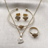 Juego de Arete y Dije de Nino 10.466.0001 Oro Laminado, Diseño de Corazón, con Micro Pave Blanca, Pulido, Tono Dorado