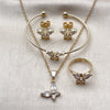 Juego de Arete y Dije de Nino 10.466.0003 Oro Laminado, Diseño de Mariposa, con Zirconia Cubica Blanca, Pulido, Tono Dorado
