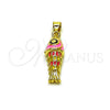 Dije Elegante 05.459.0023 Oro Laminado, Diseño de Pescado, Esmaltado Rosado, Tono Dorado
