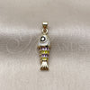 Dije Elegante 05.459.0023.1 Oro Laminado, Diseño de Pescado, Esmaltado Blanco, Tono Dorado