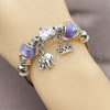 Aro Individual 07.454.0031 Acero Inoxidable, Diseño de Elefante y Corona, con Cristal Violet, Pulido, Rodinado (Grosor 03 MM, Talla Unica)