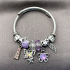 Aro Individual 07.454.0043 Acero Inoxidable, Diseño de Mariposa y Flor, con Cristal Violet y Crystal, Esmaltado Violeta, Dos Tonos (Grosor 03 MM, Talla Unica)