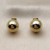 Arete Dormilona 5.128.014.1 Oro Laminado, Diseño de Bola y Hueco, Pulido, Tono Dorado