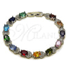 Pulsera Tennis 03.130.0017.07 Rodio Laminado, Diseño de Concha, con Zirconia Cubica Multicolor, Pulido, Rodinado (Grosor 07.5 MM, 8 Pulgadas de Largo)