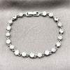 Pulsera Tennis 03.130.0019.07 Rodio Laminado, con Zirconia Cubica Blanca y Micro Pave Blanca, Pulido, Rodinado (Grosor 05.5 MM, 8 Pulgadas de Largo)