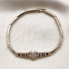 Pulsera Elegante 03.130.0020.07 Oro Laminado, Diseño de Corazón, con Zirconia Cubica Blanca, Pulido, Tono Dorado (Grosor 04 MM, 8 Pulgadas de Largo)