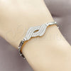 Pulsera Elegante 03.130.0021.07 Rodio Laminado, con Zirconia Cubica Blanca, Pulido, Rodinado (Grosor 04 MM, 8 Pulgadas de Largo)