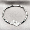Pulsera Elegante 03.130.0021.07 Rodio Laminado, con Zirconia Cubica Blanca, Pulido, Rodinado (Grosor 04 MM, 8 Pulgadas de Largo)