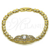 Pulsera Elegante 03.130.0022.07 Oro Laminado, Diseño de Corazón, con Zirconia Cubica Blanca, Pulido, Tono Dorado (Grosor 05 MM, 8 Pulgadas de Largo)