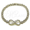 Pulsera Elegante 03.283.0047.1.07 Rodio Laminado, Diseño de Infinito y Baguette, con Zirconia Cubica Blanca y Micro Pave Blanca, Pulido, Rodinado (Grosor 05 MM, 8 Pulgadas de Largo)