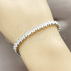 Pulsera Tennis 03.130.0004.6.07 Rodio Laminado, Diseño de Cluster, con Zirconia Cubica Blanca, Pulido, Rodinado (Grosor 04.8 MM, 7 Pulgadas de Largo)