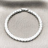 Pulsera Tennis 03.130.0004.6.07 Rodio Laminado, Diseño de Cluster, con Zirconia Cubica Blanca, Pulido, Rodinado (Grosor 04.8 MM, 7 Pulgadas de Largo)