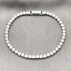 Pulsera Tennis 03.130.0001.10.07 Rodio Laminado, con Zirconia Cubica Blanca, Pulido, Rodinado (Grosor 03 MM, 7 Pulgadas de Largo)