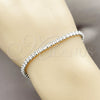 Pulsera Tennis 03.213.0347.1.07 Rodio Laminado, con Zirconia Cubica Blanca, Pulido, Rodinado (Grosor 03 MM, 7 Pulgadas de Largo)