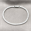 Pulsera Tennis 03.213.0347.1.07 Rodio Laminado, con Zirconia Cubica Blanca, Pulido, Rodinado (Grosor 03 MM, 7 Pulgadas de Largo)