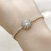 Pulsera Elegante 03.130.0042.07 Oro Laminado, Diseño de Flor, con Zirconia Cubica Blanca, Pulido, Tono Dorado (Grosor 02.5 MM, 7 Pulgadas de Largo)