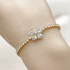 Pulsera Elegante 03.130.0043.07 Oro Laminado, Diseño de Flor y Gota, con Zirconia Cubica Blanca, Pulido, Tono Dorado (Grosor 02.5 MM, 7 Pulgadas de Largo)