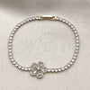 Pulsera Elegante 03.130.0043.07 Oro Laminado, Diseño de Flor y Gota, con Zirconia Cubica Blanca, Pulido, Tono Dorado (Grosor 02.5 MM, 7 Pulgadas de Largo)
