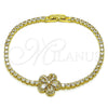 Pulsera Elegante 03.130.0043.07 Oro Laminado, Diseño de Flor y Gota, con Zirconia Cubica Blanca, Pulido, Tono Dorado (Grosor 02.5 MM, 7 Pulgadas de Largo)