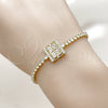 Pulsera Elegante 03.130.0044.07 Oro Laminado, Diseño de Baguette, con Zirconia Cubica Blanca, Pulido, Tono Dorado (Grosor 02.5 MM, 7 Pulgadas de Largo)