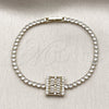 Pulsera Elegante 03.130.0044.07 Oro Laminado, Diseño de Baguette, con Zirconia Cubica Blanca, Pulido, Tono Dorado (Grosor 02.5 MM, 7 Pulgadas de Largo)