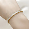 Pulsera Tennis 03.130.0045.07 Oro Laminado, Diseño de Baguette, con Zirconia Cubica Blanca, Pulido, Tono Dorado (Grosor 06 MM, 7 Pulgadas de Largo)