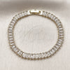 Pulsera Tennis 03.130.0045.07 Oro Laminado, Diseño de Baguette, con Zirconia Cubica Blanca, Pulido, Tono Dorado (Grosor 06 MM, 7 Pulgadas de Largo)