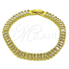 Pulsera Tennis 03.130.0045.07 Oro Laminado, Diseño de Baguette, con Zirconia Cubica Blanca, Pulido, Tono Dorado (Grosor 06 MM, 7 Pulgadas de Largo)
