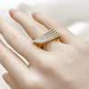 Anillo Multi Piedra 01.283.0067.07 Oro Laminado, Diseño de Herradura, con Zirconia Cubica Blanca, Pulido, Tono Dorado (Tamaño 7)