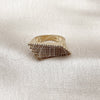 Anillo Multi Piedra 01.283.0067.07 Oro Laminado, Diseño de Herradura, con Zirconia Cubica Blanca, Pulido, Tono Dorado (Tamaño 7)