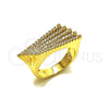 Anillo Multi Piedra 01.283.0067.07 Oro Laminado, Diseño de Herradura, con Zirconia Cubica Blanca, Pulido, Tono Dorado (Tamaño 7)