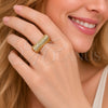 Anillo Multi Piedra 01.283.0068.07 Oro Laminado, Diseño de Herradura, con Zirconia Cubica Blanca, Pulido, Tono Dorado (Tamaño 7)