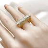 Anillo Multi Piedra 01.283.0068.07 Oro Laminado, Diseño de Herradura, con Zirconia Cubica Blanca, Pulido, Tono Dorado (Tamaño 7)