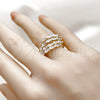 Anillo Multi Piedra 01.283.0069 Oro Laminado, Diseño de Baguette, con Zirconia Cubica Blanca, Pulido, Tono Dorado (Talla Unica)