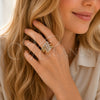 Anillo Multi Piedra 01.283.0070 Oro Laminado, Diseño de Baguette, con Zirconia Cubica Blanca, Pulido, Tono Dorado (Talla Unica)