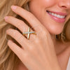 Anillo Multi Piedra 01.283.0072 Oro Laminado, con Zirconia Cubica Blanca, Pulido, Tono Dorado (Talla Unica)