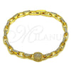 Pulsera Elegante 03.283.0568.07 Oro Laminado, Diseño de Paperclip, con Micro Pave Blanca, Pulido, Tono Dorado (Grosor 05 MM, 8 Pulgadas de Largo)